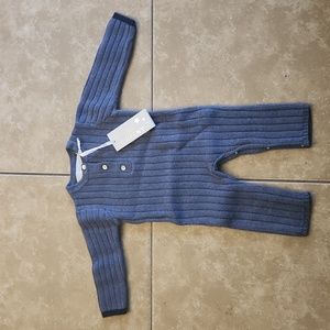 B.S. denim blue baby knit with snaps and buttons
